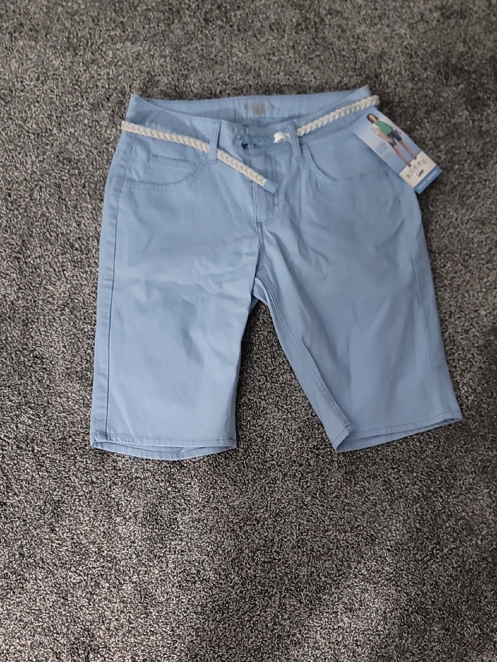 Riders by Lee Pale Blue Women's Bermuda Shorts with Braided Rope Tie